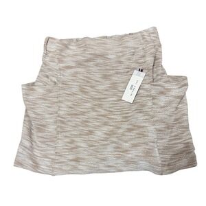 Sol Angeles Womens Space Dye Knit Mini Skirt Oatmeal White Elastic Waist Large